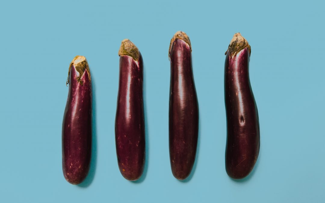 Four eggplants