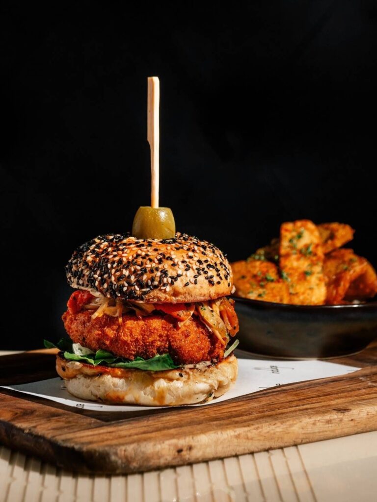 Signature vegetarian burger in Bangkok