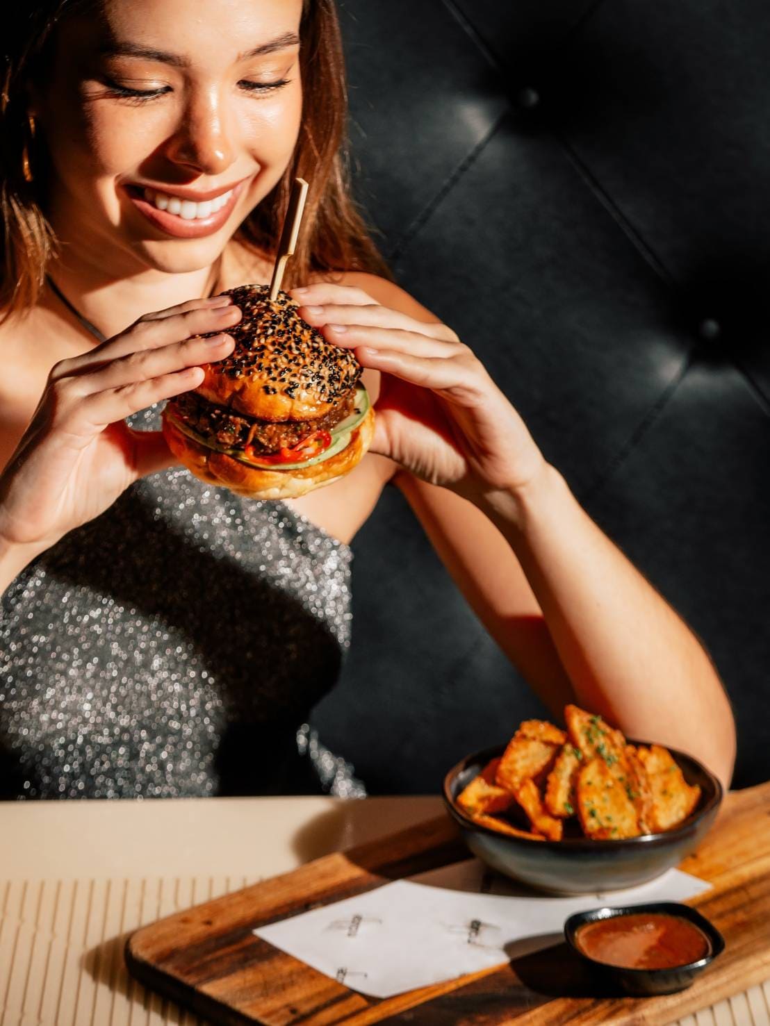 Vegetarian burger at Indulge Bangkok