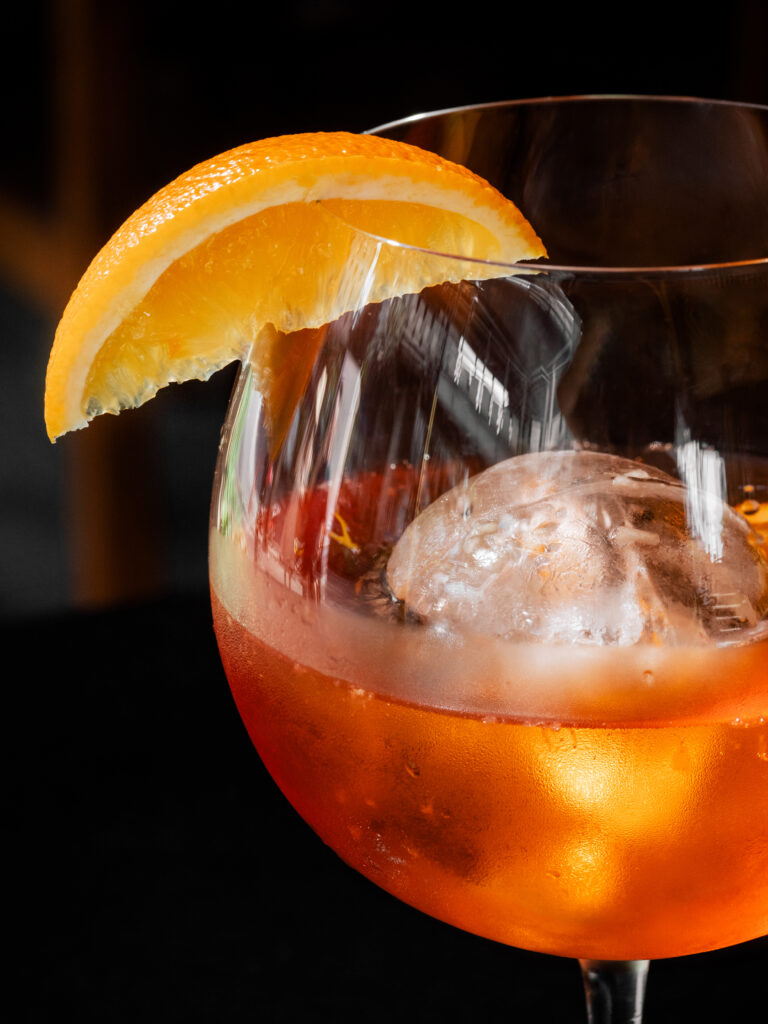 Aperol Spritz with Prosecco, soda and fresh orange