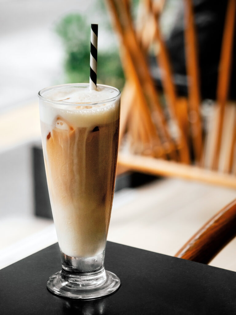 Iced latte with espresso and chilled milk at Indulge Bangkok