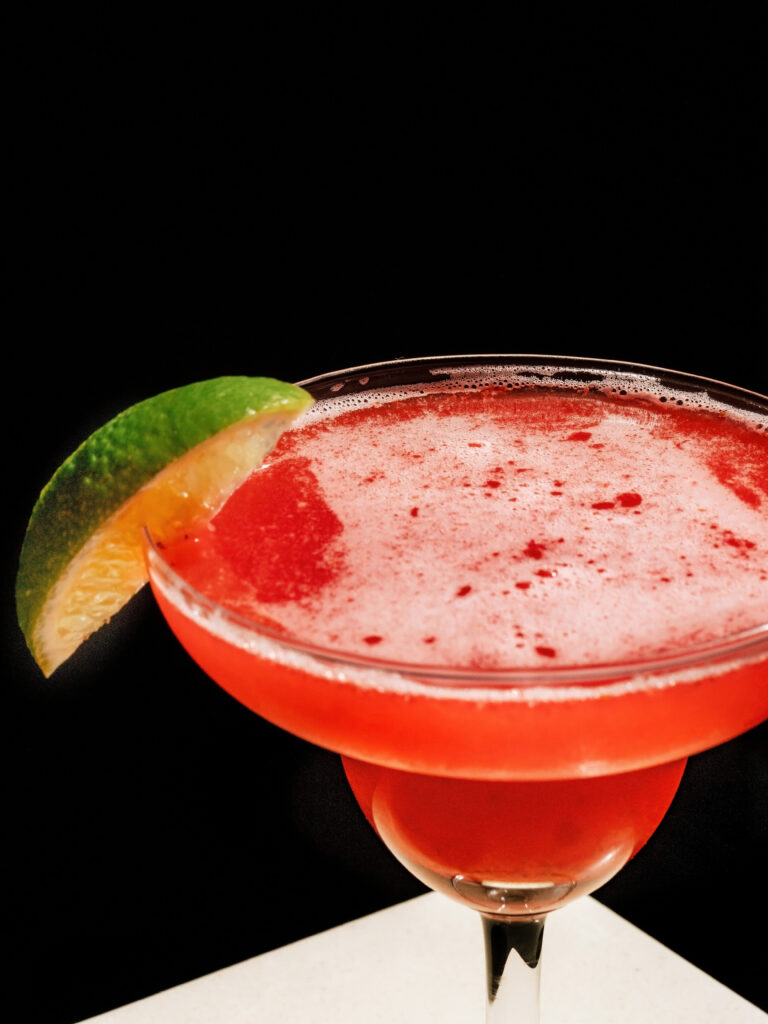 Strawberry Daiquiri with fresh strawberries, rum and lime